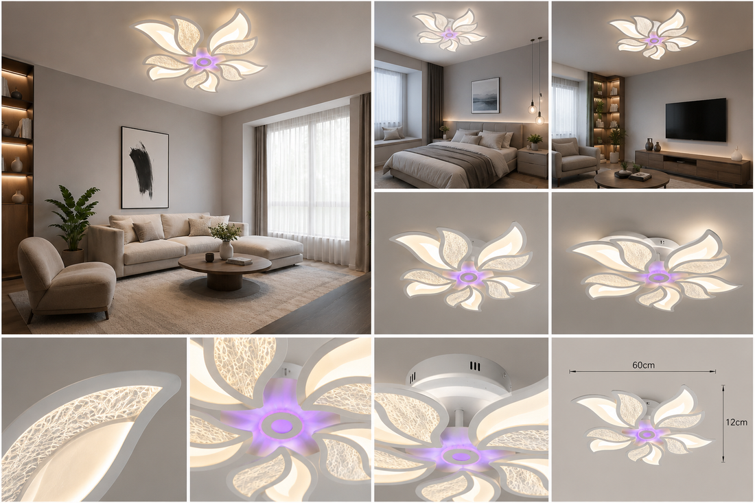 Lustra LED 238W cu telecomandă, Ø750×110 mm, lumină reglabilă 3000–6500K – model 19252/5+5+1WH