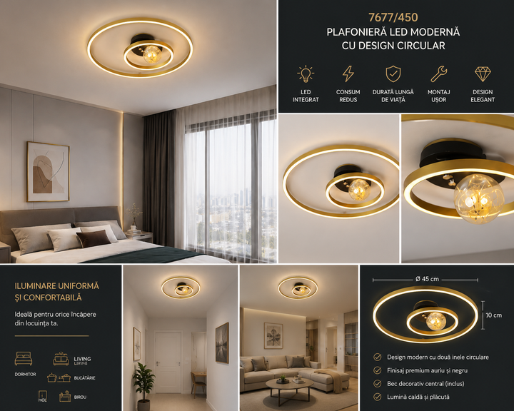 Plafonieră LED Modernă cu Design Circular – 7677/450