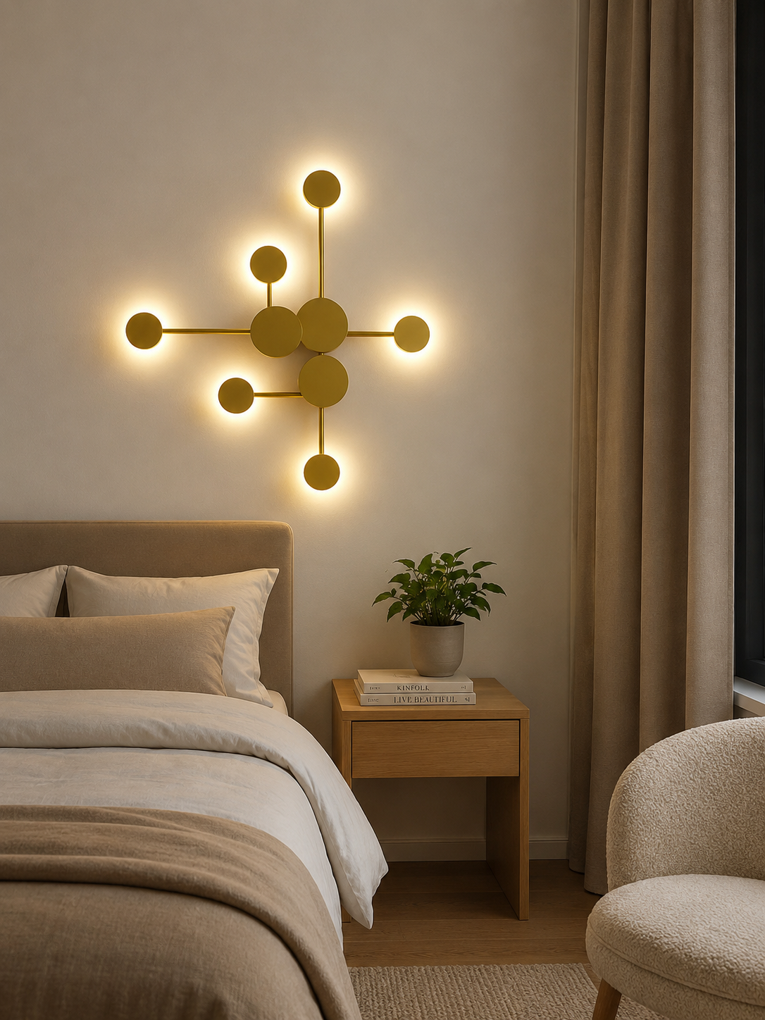 Lustra LED aurie, design geometric, 36×2W, 860×770×40 mm,L71086/3+3GD