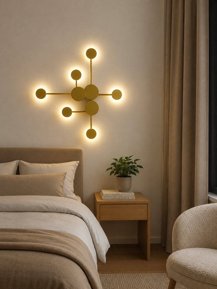 Lustra LED aurie, design geometric, 36×2W, 860×770×40 mm,L71086/3+3GD