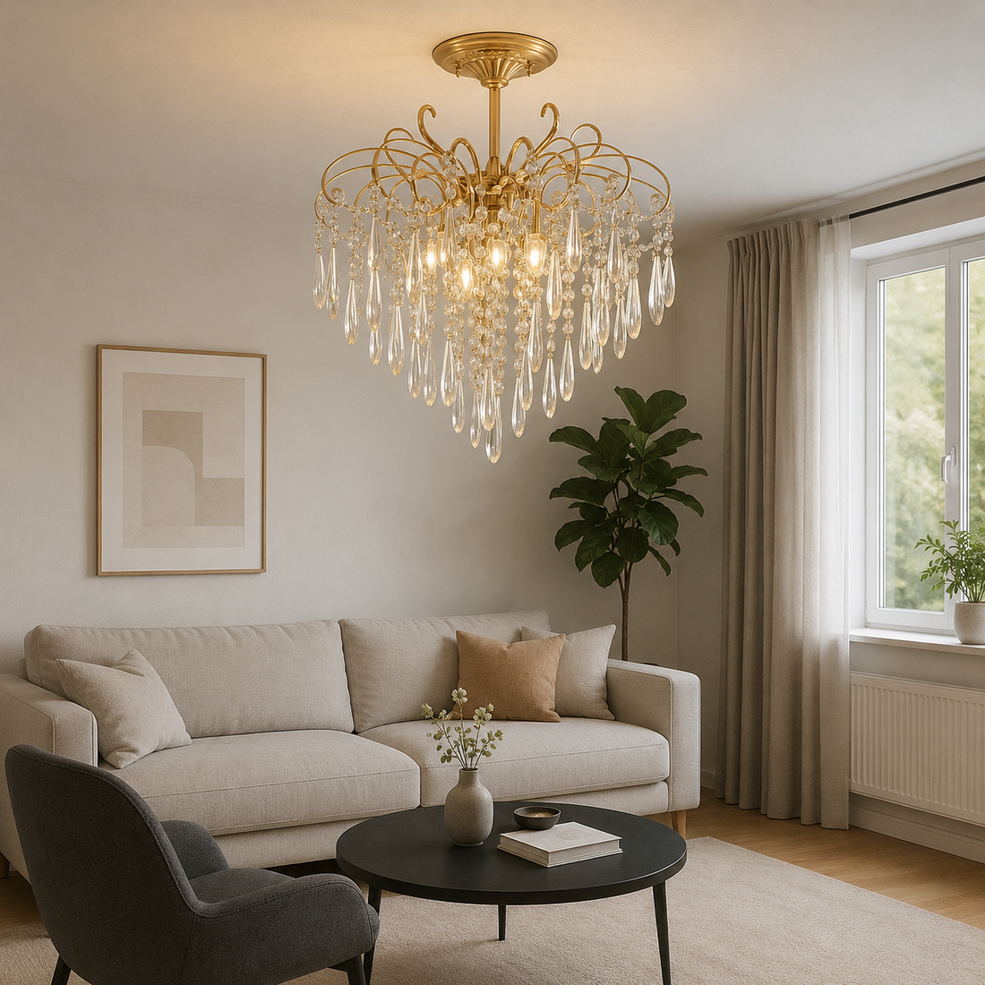 Candelabru Cristal 6503-9, 9xE27 Max 60W, Ø600mm