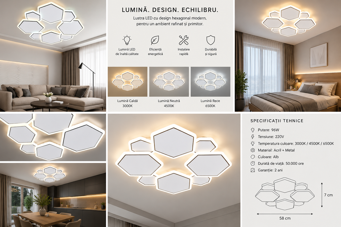 Lustra LED modernă cu 8 surse de lumină – Model 26091/4+4WH+BK