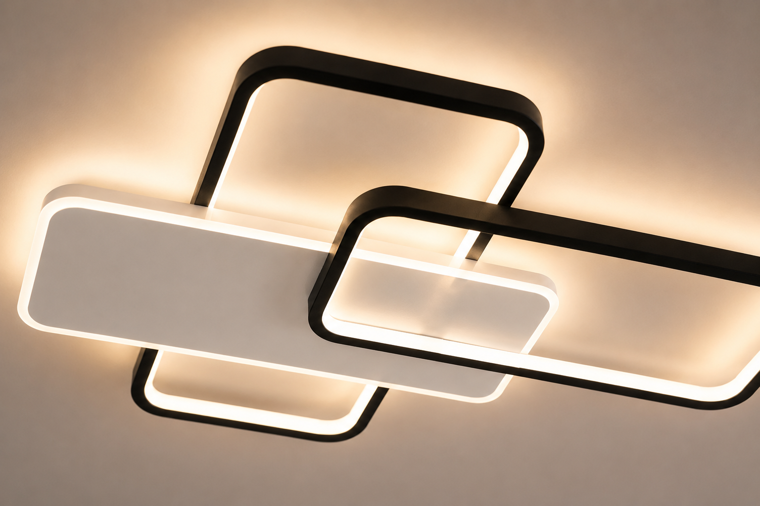 Lustră LED modernă cu telecomandă, 122W, lumină reglabilă 3000–6500K – model 9906/2 WH+BK