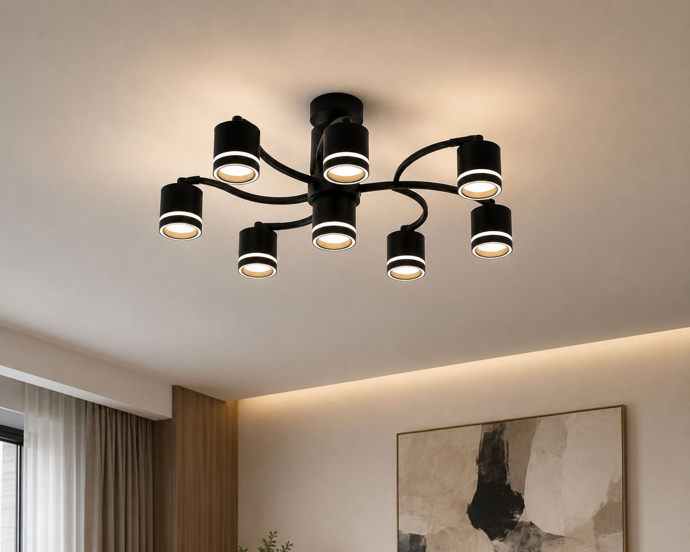 Lustra LED negru 59207/6+1– 7 becuri GX53, 3000-6500K