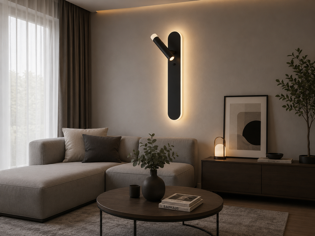 Aplica LED Neagră L77177/500BK, 2x2W+10W, 3000–6500K, 50x8cm