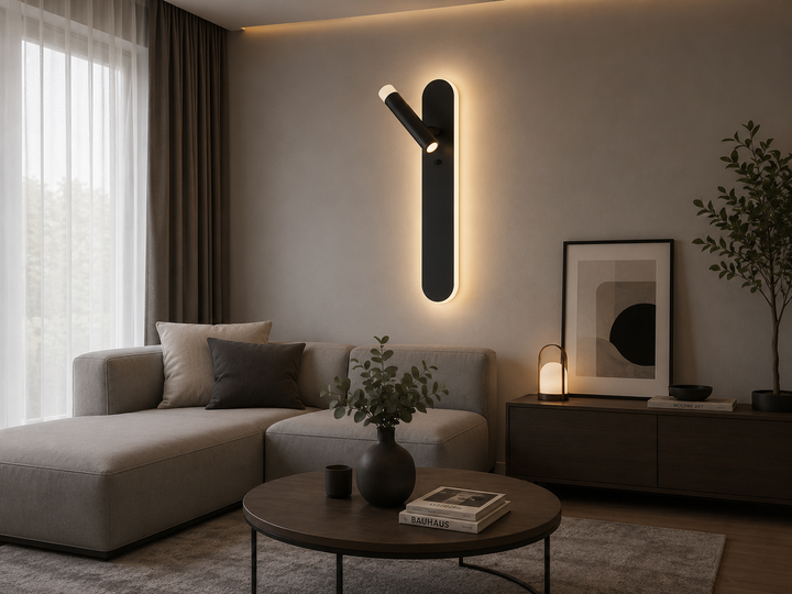 Aplica LED Neagră L77177/500BK, 2x2W+10W, 3000–6500K, 50x8cm