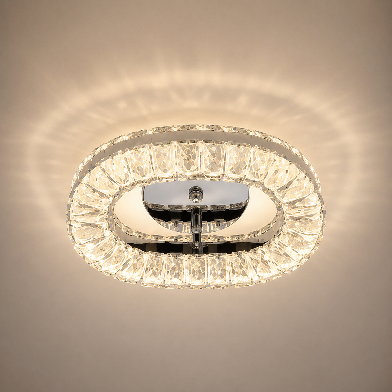 Aplica LED Cristal Ovala , 46W, Lumina Alb Cald-Rece, 340x240 mm