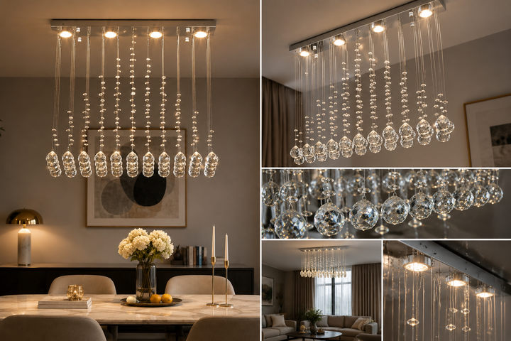 Candelabru LED cu cristale, 600×200×600 mm, 20W, 4000K, fără telecomandă, 6032/4