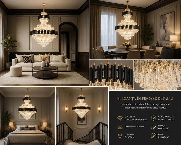 Candelabru elegant, model 9001/800*1100FG+BK