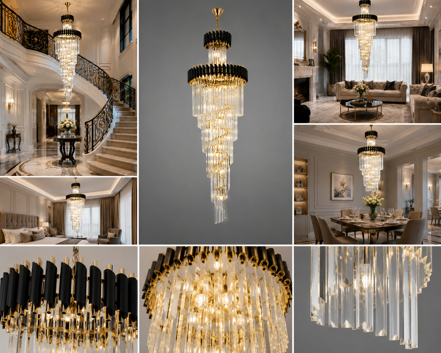 Candelabru decorativ, Ø450 mm, finisaj auriu, 9001/600+1800 BK+FGD
