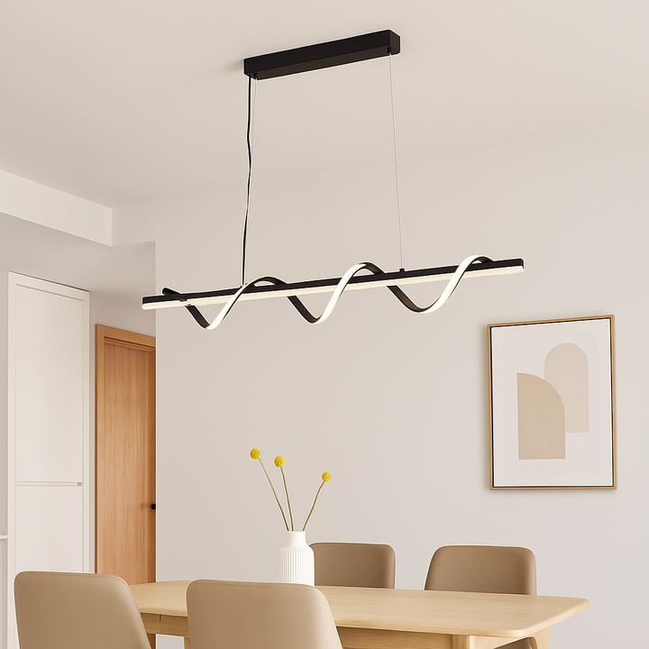 Pendul LED Valuri 94W Negru – SX8359 negru, Iluminare Modernă și Elegantă