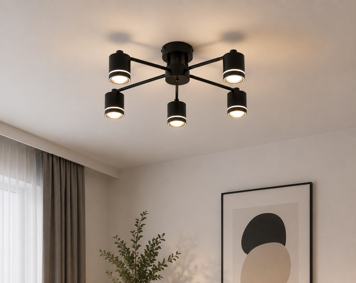 Lustra LED neagră 59040/6 – 6 becuri GX53, 3000-6500K