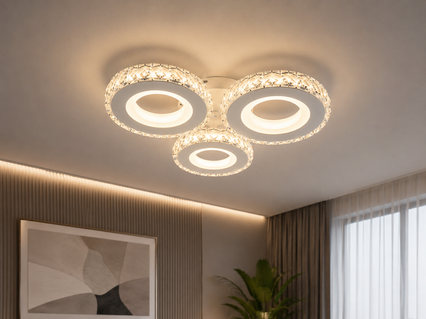 Lustra  LED 19373/3WH+CR cu telecomandă, 72W, lumină reglabilă 3000–6500K, alb și crom