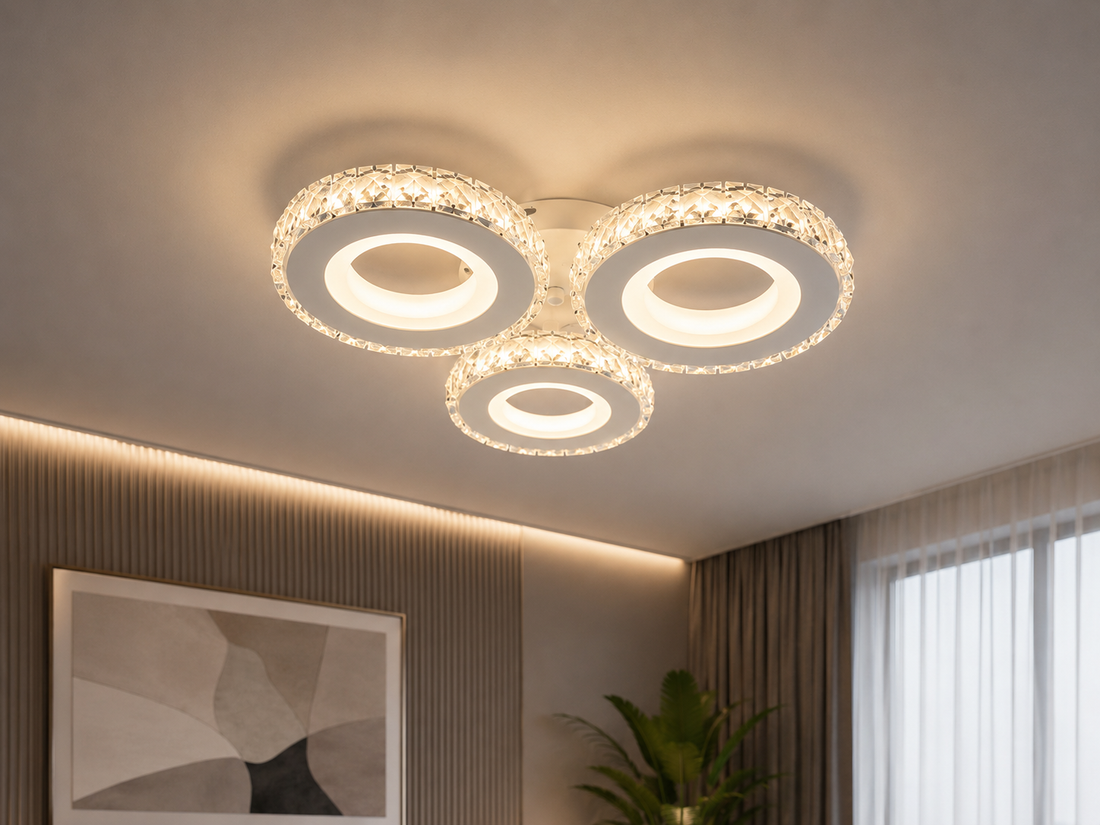 Lustra  LED 19373/3WH+CR cu telecomandă, 72W, lumină reglabilă 3000–6500K, alb și crom