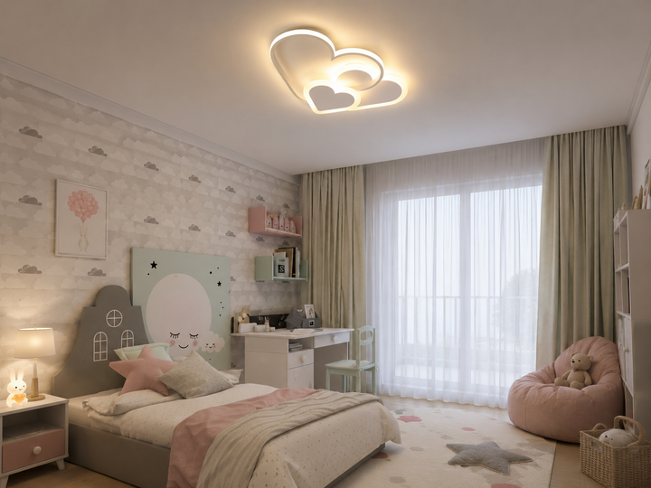 Lustră LED cu telecomandă, 76W, lumină reglabilă 3000K–6500K, 500×350×80 mm