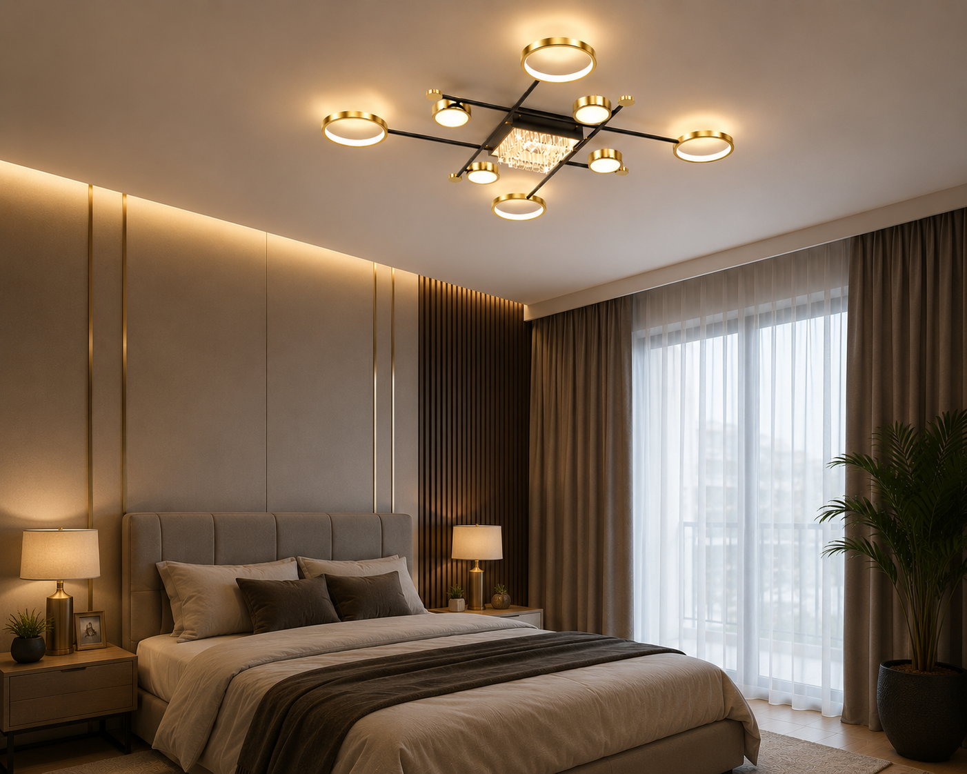 Lustra LED patrata moderna, dimabila, 5+4 brate – L7821/5+4