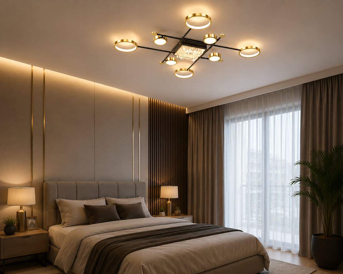 Lustra LED patrata moderna, dimabila, 5+4 brate – L7821/5+4
