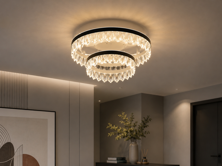 Lustra LED dublă cu design modern – Model 55009/600+400 WH+BK+TIGD