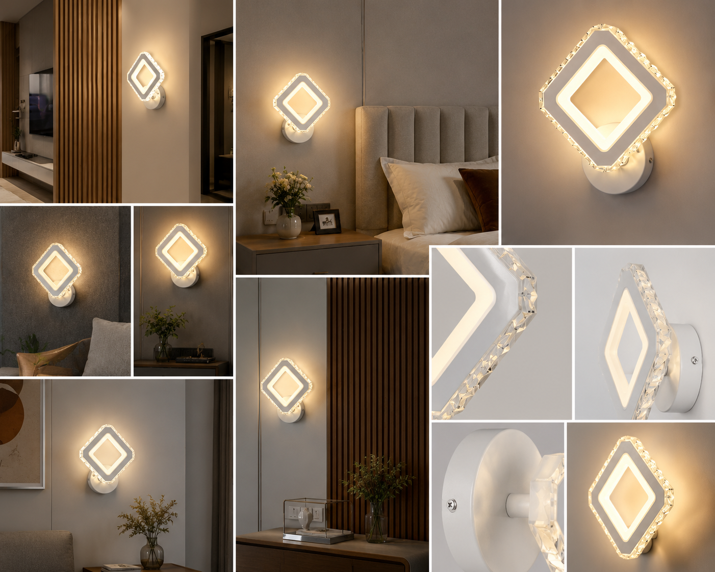 APLICA DE PERETE LED, 2X13W, LUMINA REGLABILA 3000K–6500K, 230×197×55 MM, FINISAJ ALB+ CROM 19376/1WH