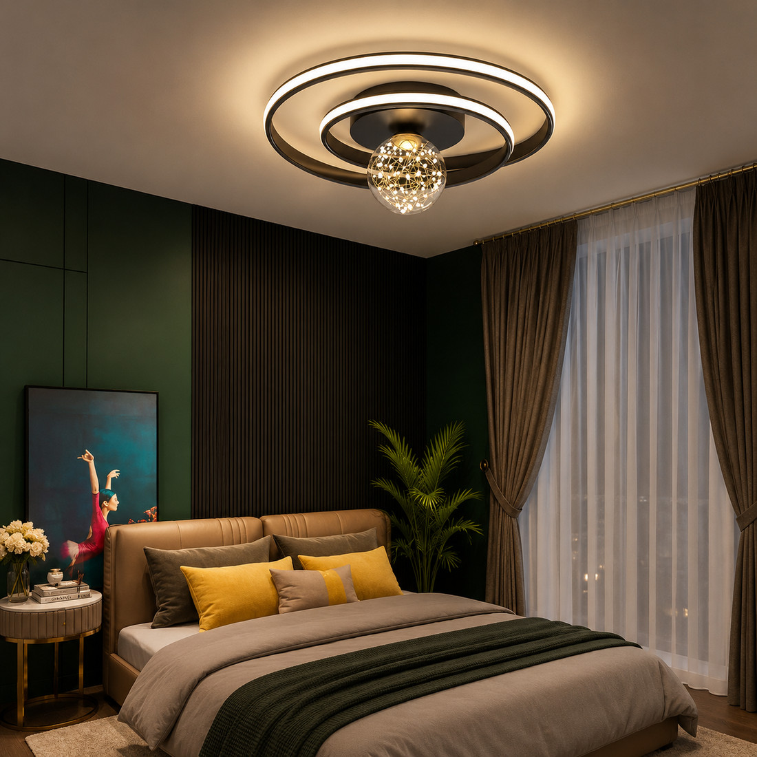 Lustra LED L7677/450 – 96W, Design Modern, cu Telecomandă și Lumină Reglabilă