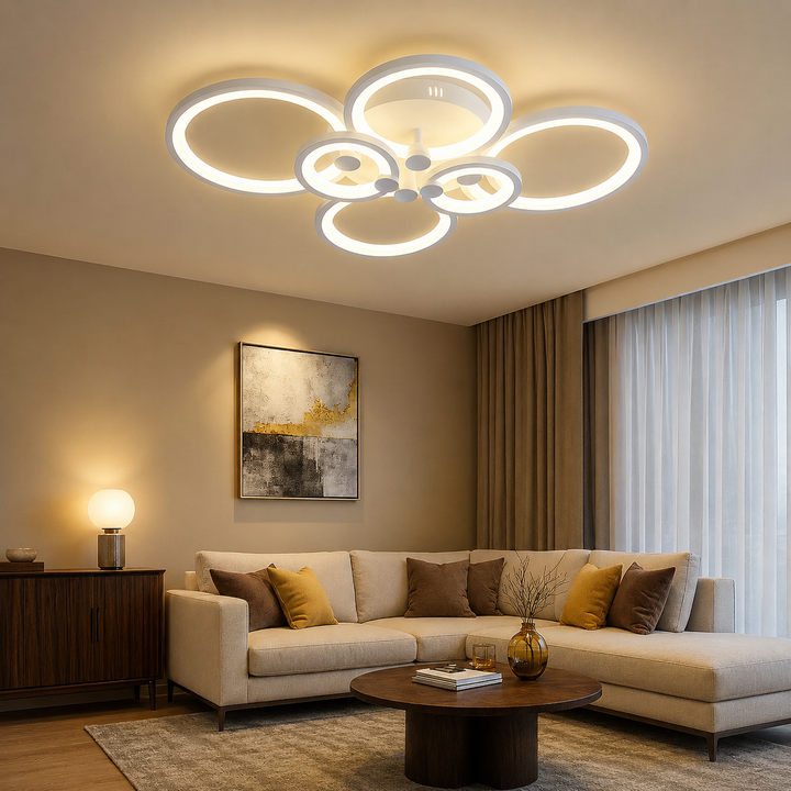 Lustra LED cu telecomanda, 188W, 3000–6500K, Alb, 8067/4+2WH