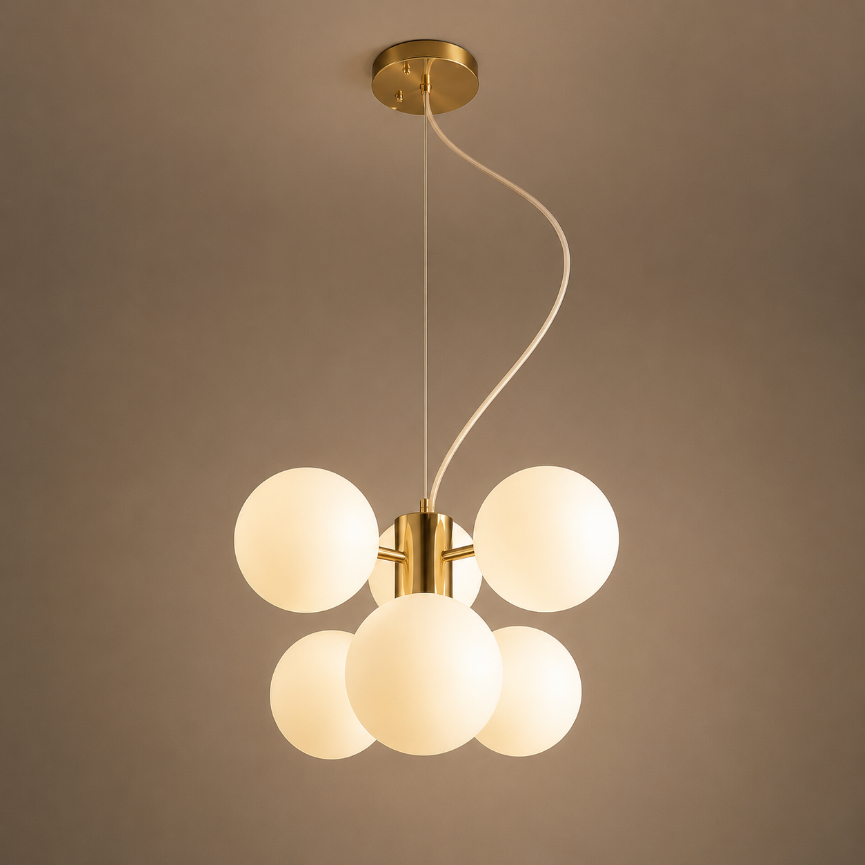 Pendul Modern cu 6 Globuri Opal, G9, 300×730 mm, Iluminare Decorativa