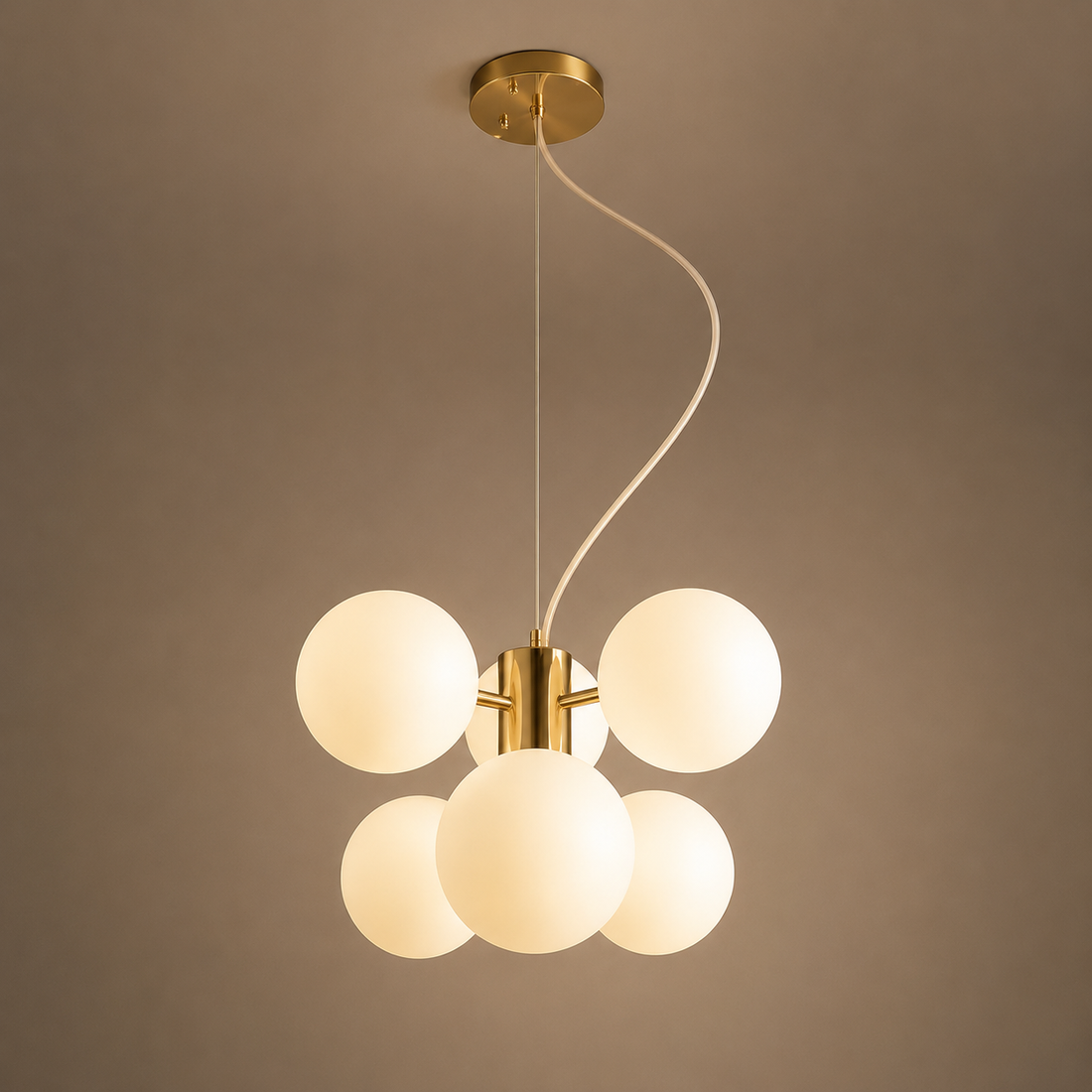 Pendul Modern cu 6 Globuri Opal, G9, 300×730 mm, Iluminare Decorativa