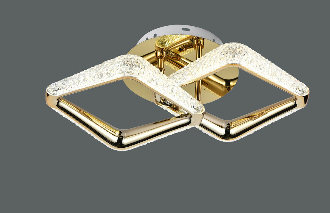 Lustra LED aurie cu două pătrate decorative și telecomandă – 36W, lumină reglabilă 3000–6500K – P013-2