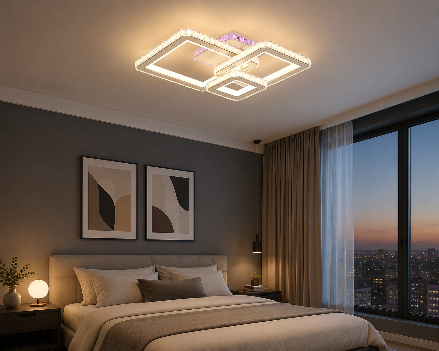 Lustra LED moderna alb si crom cu cristale – L7965/3CZ WH+CR