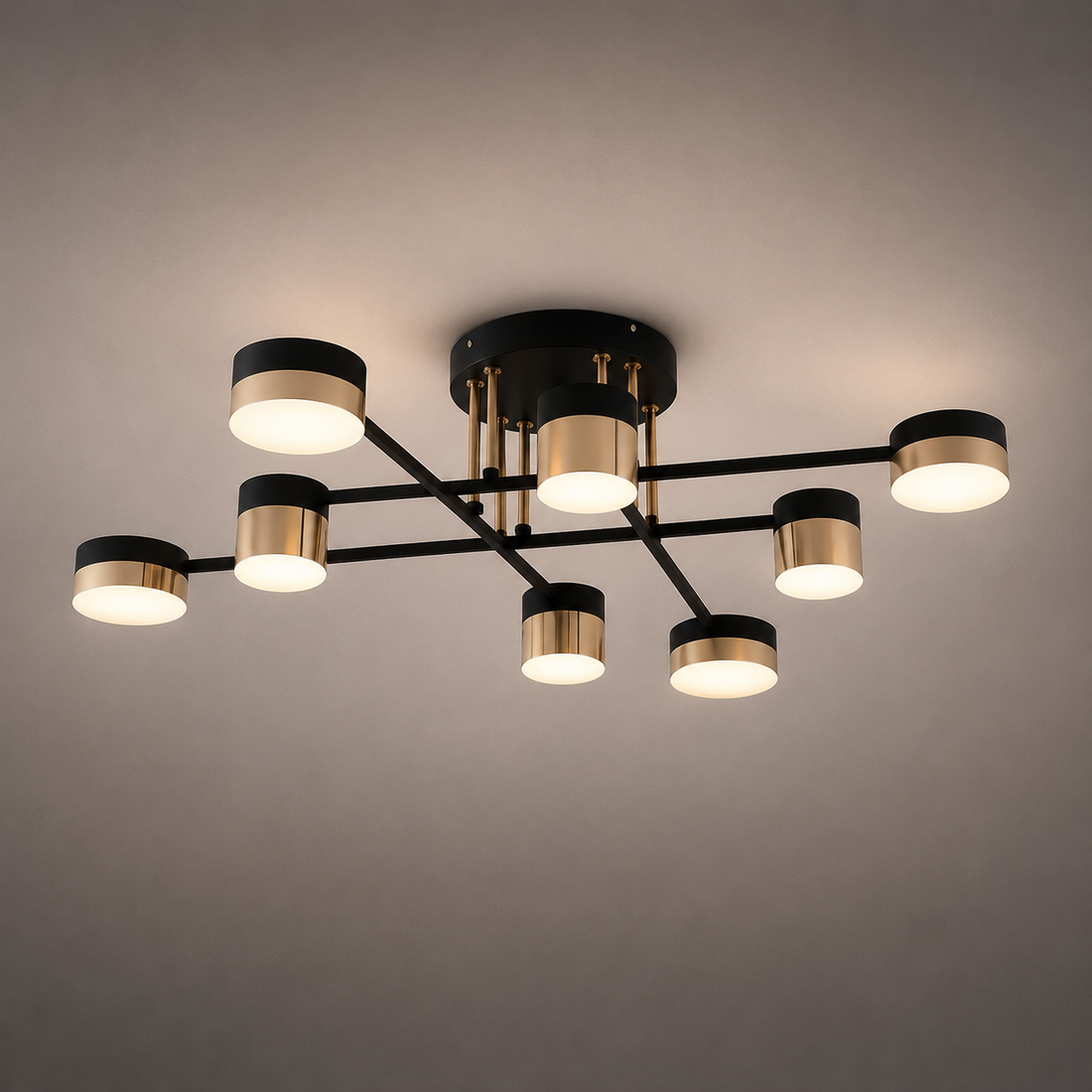 Lustra LED L7815/8BK+FGD – 96W, Design Elegant cu Accente Gold si Lumina Reglabila