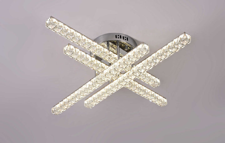 Lustra LED Ø510×H160 mm, 110W, design modern cu brațe decorative și telecomandă, lumină reglabilă 3500K–6500K