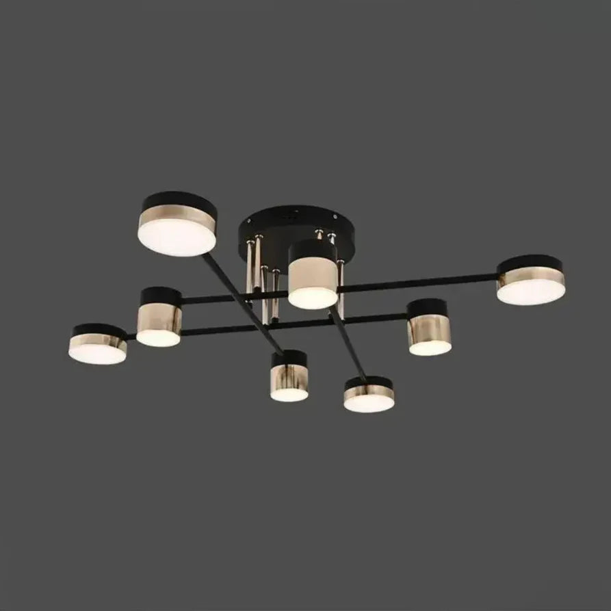 Lustra LED L7815/8BK+FGD – 96W, Design Elegant cu Accente Gold si Lumina Reglabila