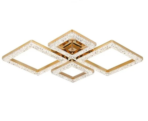 Lustra LED modernă T8001/2+2 FG cu telecomandă, 120W, lumină reglabilă 3300K-6500K