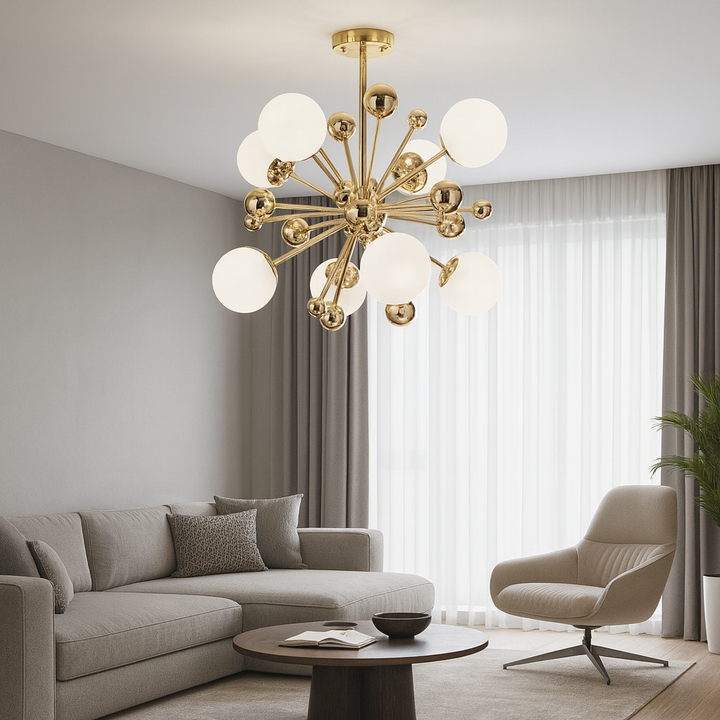 Lustra LED, 8 becuri E27, design moderm ,aurie grandioasă H98182/8