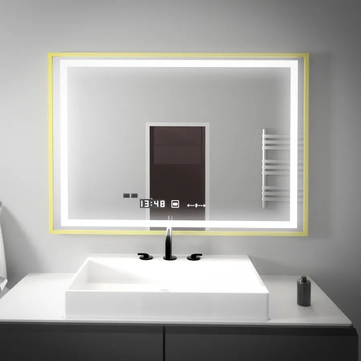Oglinda LED Senzor Levianth 100x80 cm cu Dezaburire, Ceas și Temperatură | Colecția Marcello Funghi