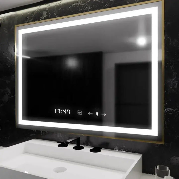 Oglindă LED Senzor Starlight 120x80 cm cu Dezaburire, Ceas și Temperatură | Colecția Marcello Funghi