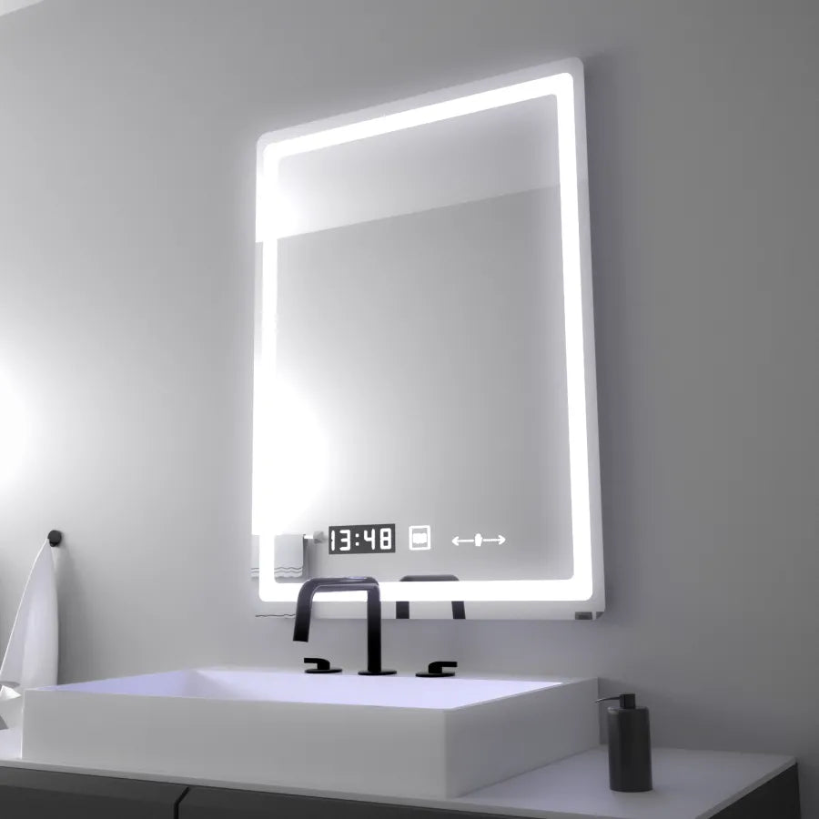 Oglinda LED Senzor W09/ 60x80cm cu Dezaburire si Ceas | Colectia Marcello
