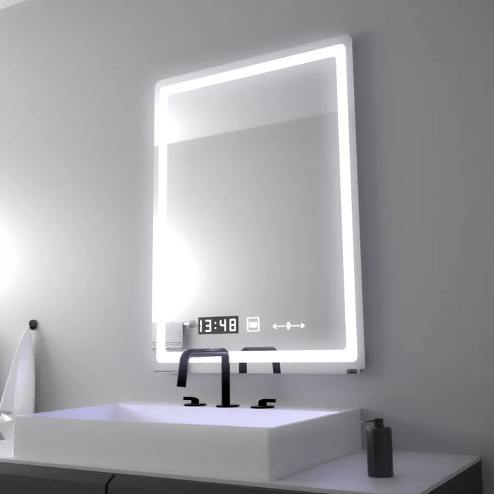 Oglinda LED Senzor W09/ 60x80cm cu Dezaburire si Ceas | Colectia Marcello