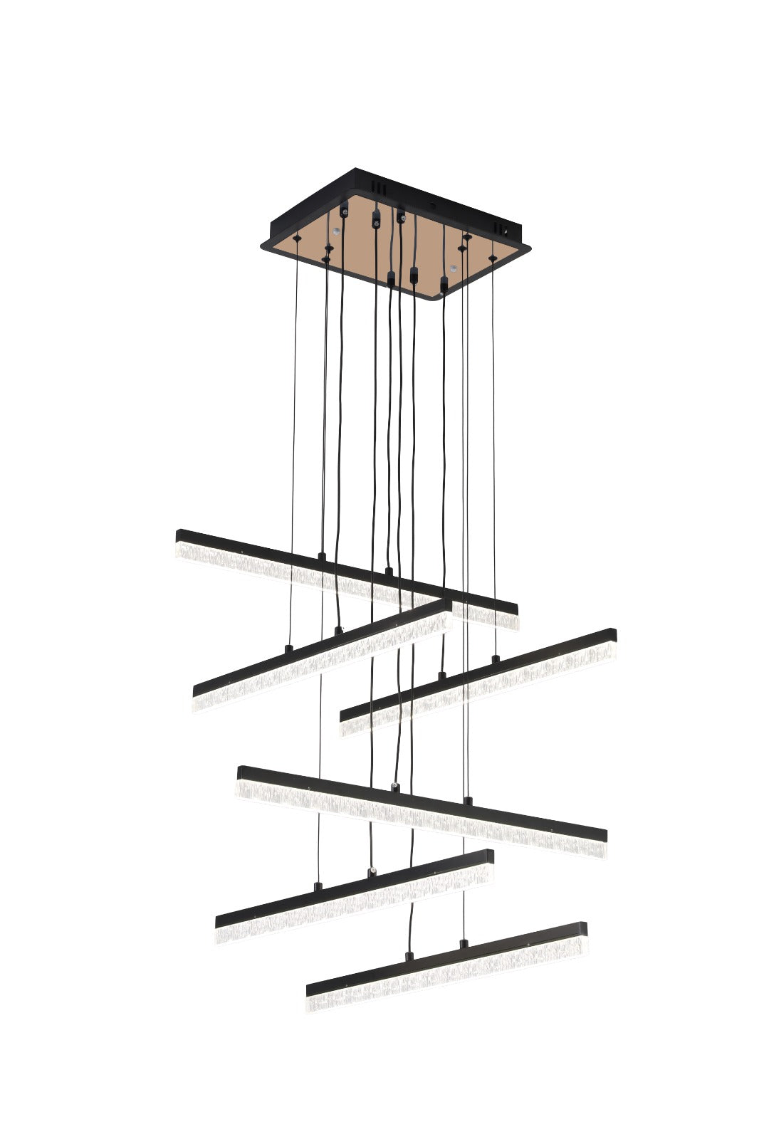 Schită pendul LED modern 2819/6 BK cu 6 brățe și telecomandă, vedere pe fundal alb