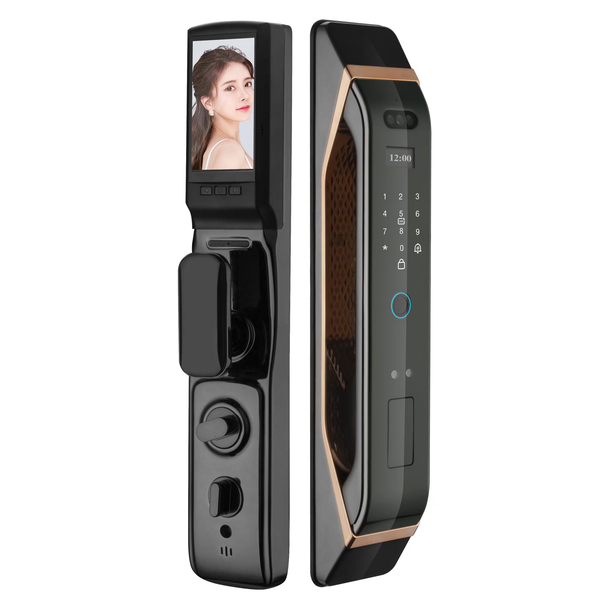 Incuietoare inteligentă Smart Yalam – Recunoaștere facială, amprentă, PIN, card IC, cheie și aplicație Tuya, cameră video HD